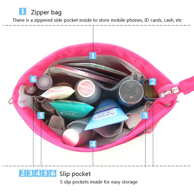 EverToner Women Makeup Bag Large Capacity Insert Bag Organizer Handbag Multi-functional  Cosmetic Bag