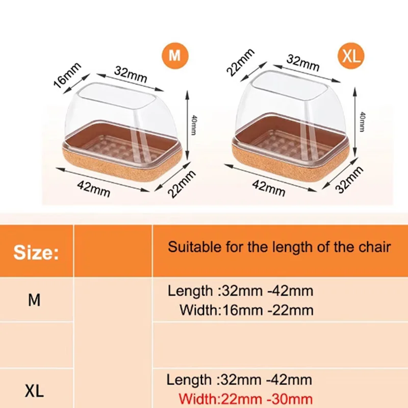 8pcs Rectangular Chair Foot Cover Diagonal Leg Floor Protectors  Silicone Furniture Table Feet Protect for Chair Table No Noise