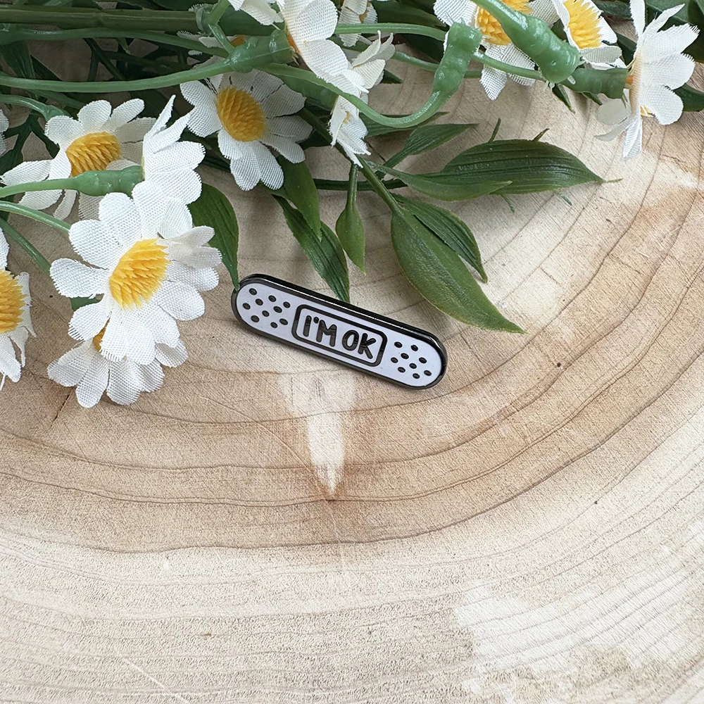 أنا موافق الضمادات المينا بروش لطيف الرعاية الذاتية التلبيب دبوس الفكاهة الصحة العقلية العافية تحت عنوان هدية شارة اكسسوارات جمع #3