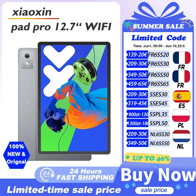 Original Lenovo Xiaoxin Pad pro 2025 12.7 pouces 128G 256G 45W charge WIFI Global rom MTK dimension 8300 10200mAh batterie Andoid