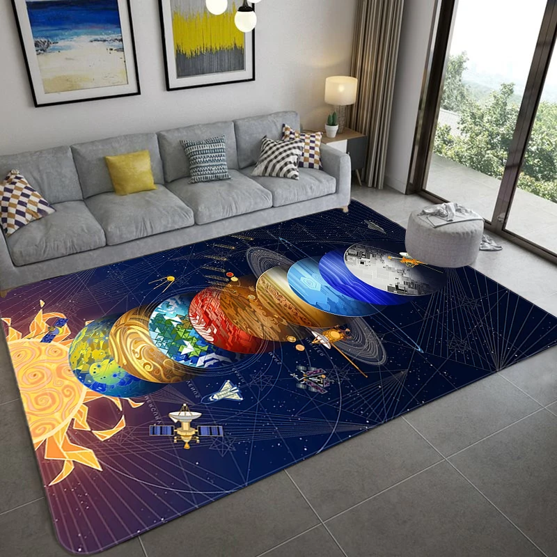 3D Universe Planet Carpet for Living Room Decor Sofa Table Large Area Rugs Bedroom Bedside Foot Pad Entrance Doormat Alfombra