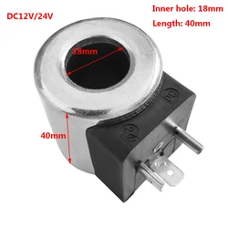 Hydraulic Solenoid Valve Coil Inner Hole 18mm Long 40mm DC12V/24V