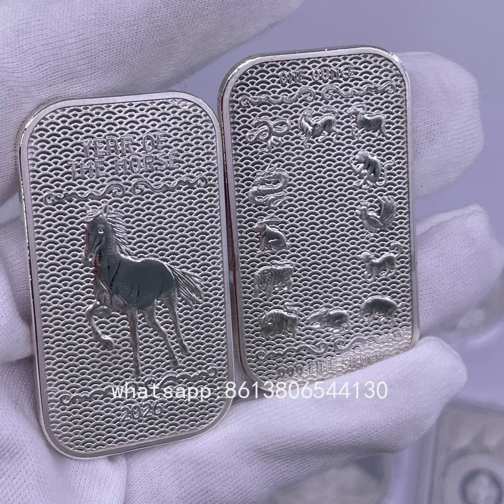 2026 Year of the Horse Silver Copper Bar 1 oz Non Magnetic Lunar New Year Collectible Silver Bar Gift for Collectors Souvenir
