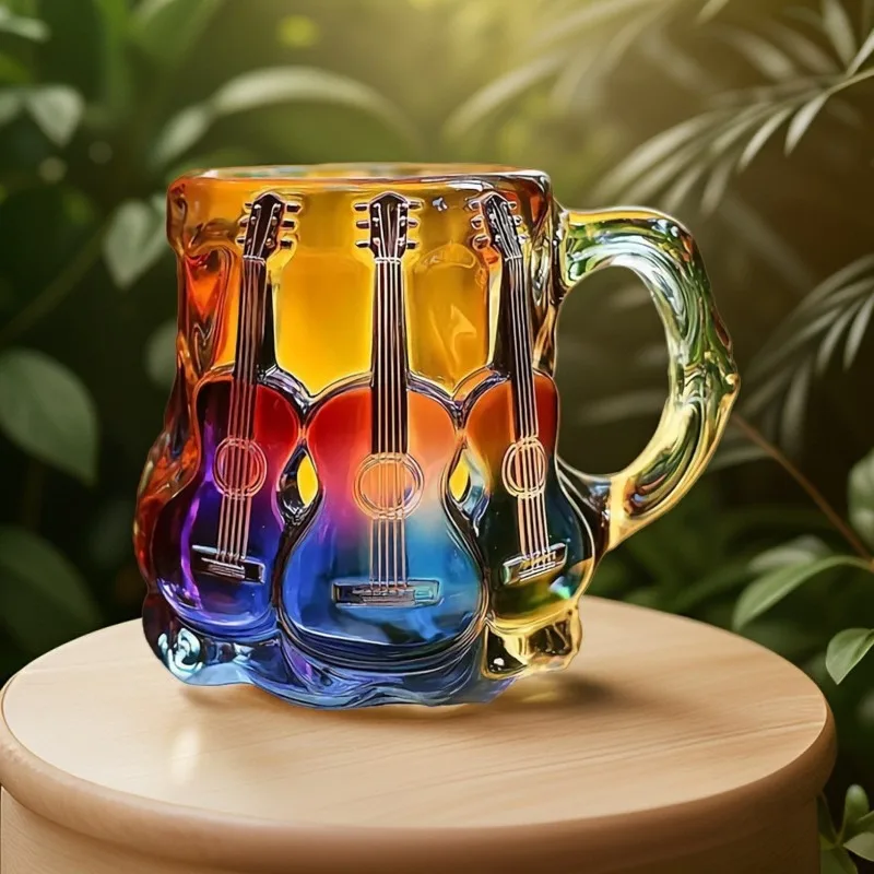 

Guitar Shaped Colorful Glass Cups Musical Instrument Themed Drinking Utensils Home Decoration Cups Creative Ornaments
