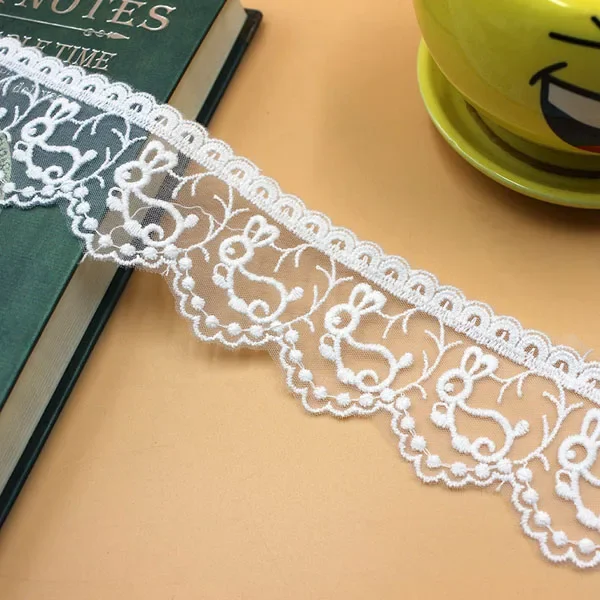 Width:4.2cm (1.68 inch) Kawaii Bunny Design Lace Ivory Color Laces Trims Garment Accessories(ss-573)