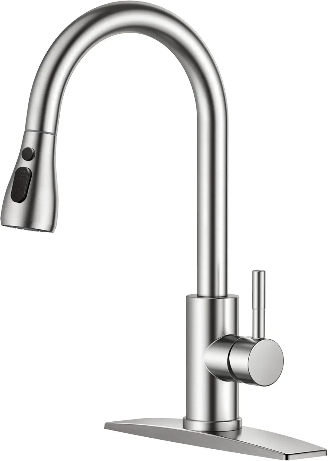 Kitchen Faucets, Brushed Nickel Kitchen Faucet with Pull Down Sprayer, High Arc Single Handle Stainless Steel Sink Faucets