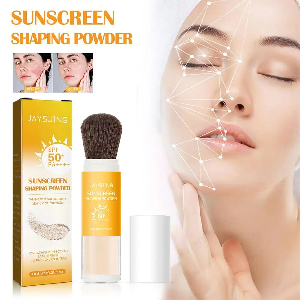 8g Face Sunscreen Shaping Powder Skin Care Maquiagem Matte Finish Oil Control Long Lasting Waterproof Lightweight SPF 50 PA++