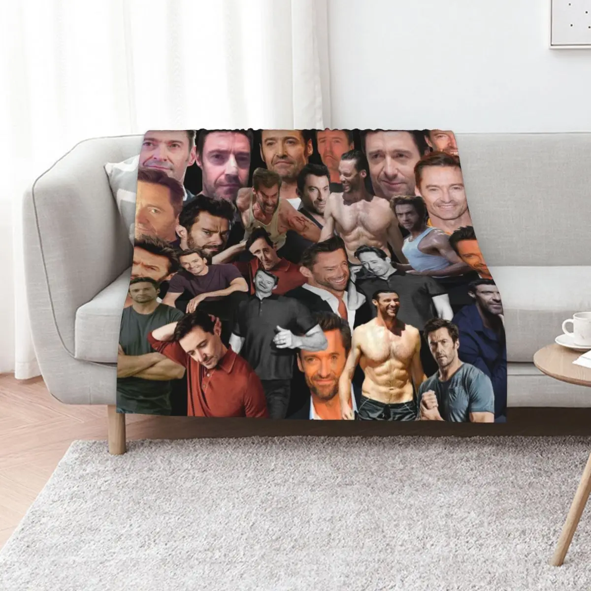 hugh jackman photo collage Throw Blanket Large Thermals For Travel Cute Thin Hair Multi-Purpose Blankets