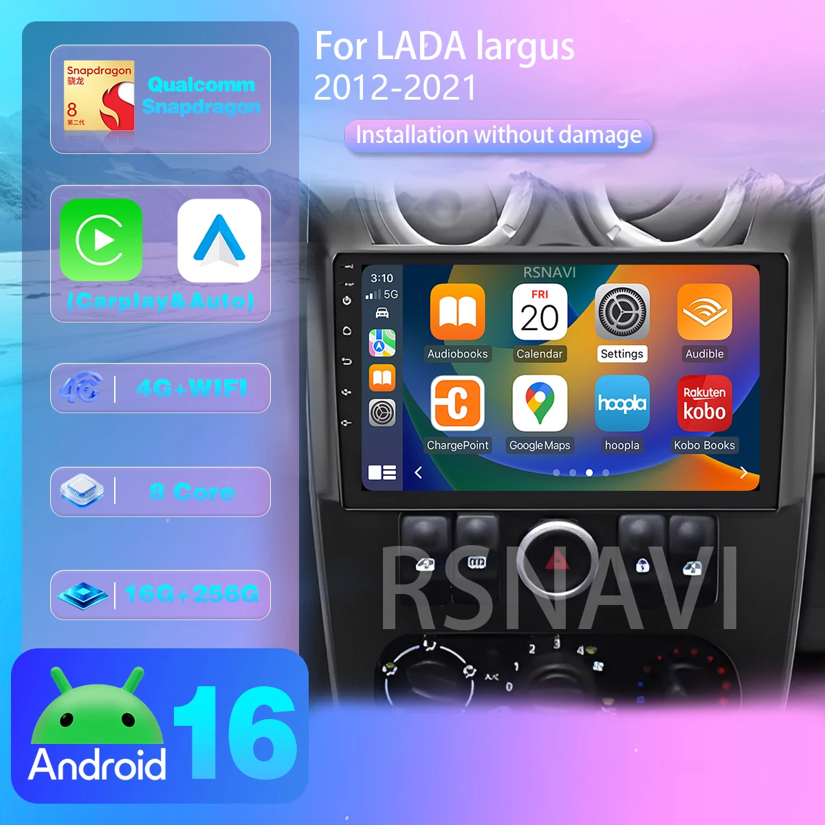 Android 16 2K QLED Qualcomm Car Radio For LADA Largus 2012 - 2021 Multimedia Video Player GPS WIFI 2din Head Unit Wireless