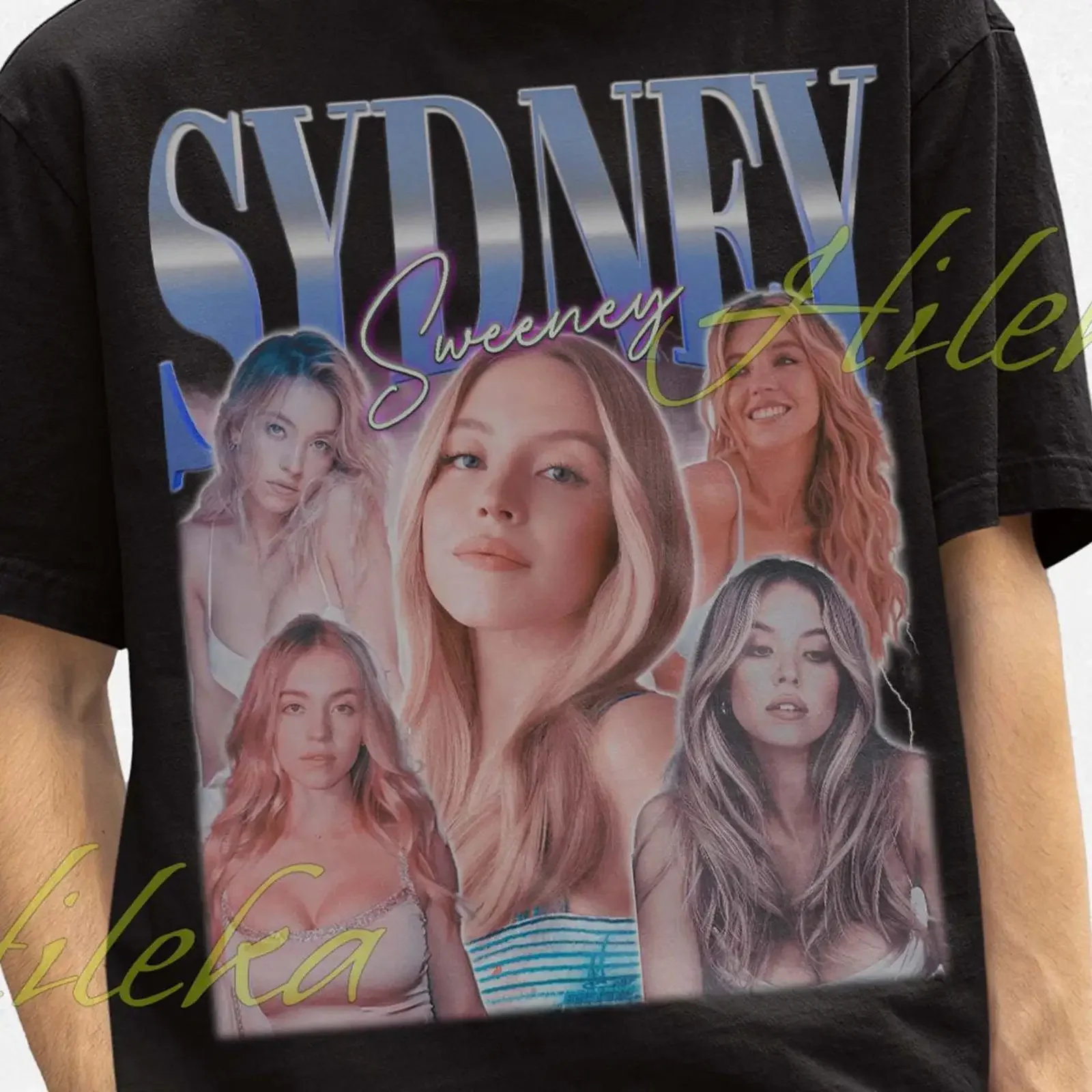Vintage Sydney Sweeney Bootleg T Shirt 90s Retro Style Actress Fans Casual  vintage Washed Slightly Unisex