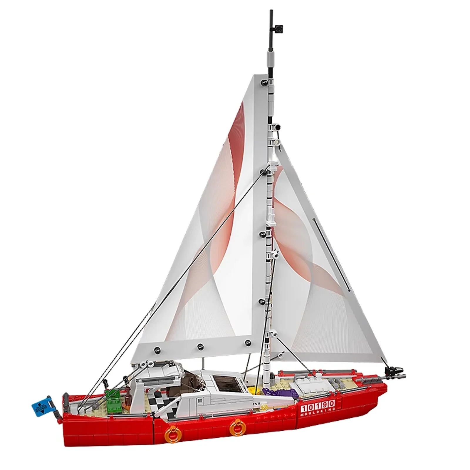 Mould King 10190 Modern Twin-Mast Sailing Ship Building Blocks Toy STEM Educational Exploration Ship Model Kit Kid Creative Gift