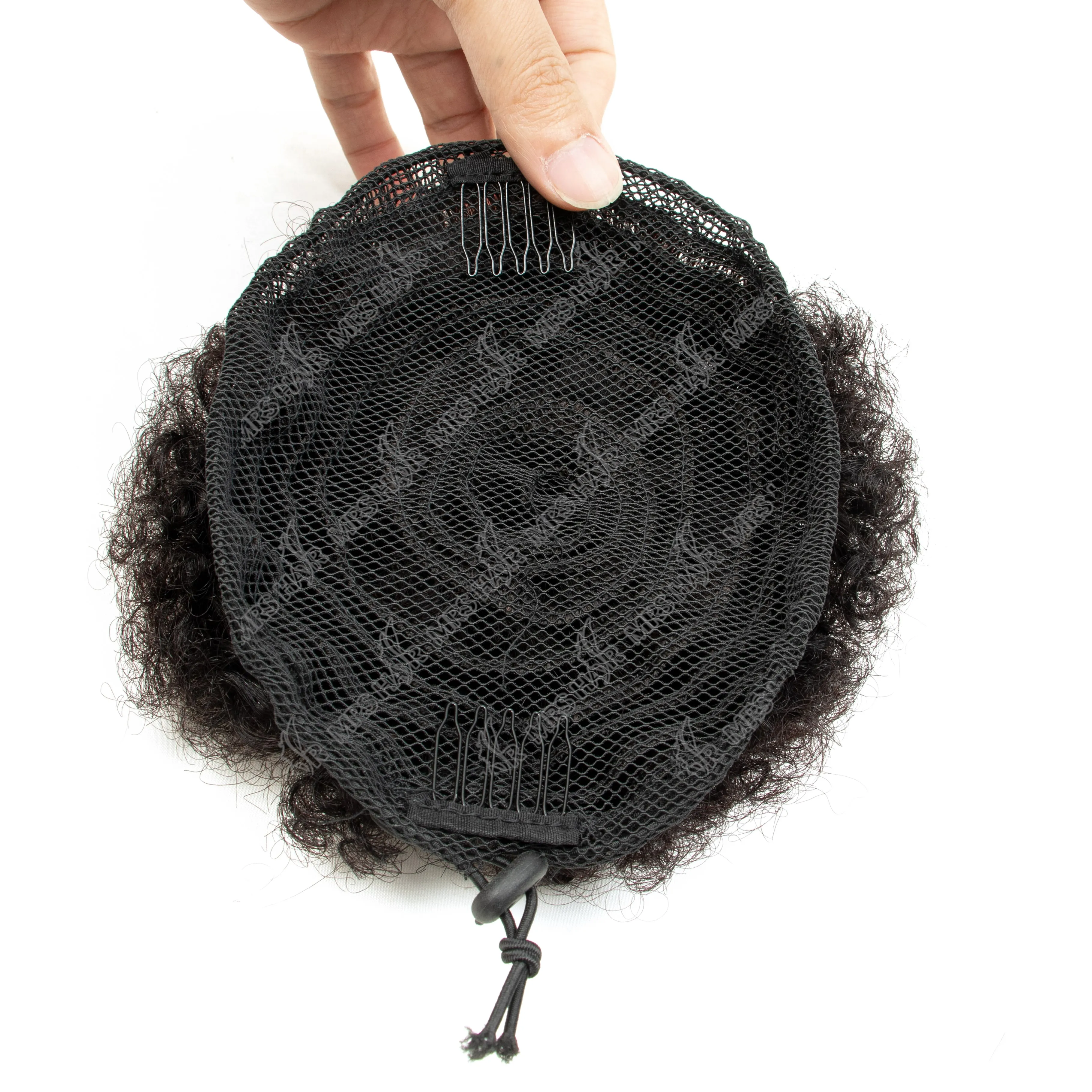 Capelli umani coda di cavallo crespo ricci Afro Puff coulisse panino alto fermaglio per capelli in su estensioni Updo per donne nere 4 6 8 pollici