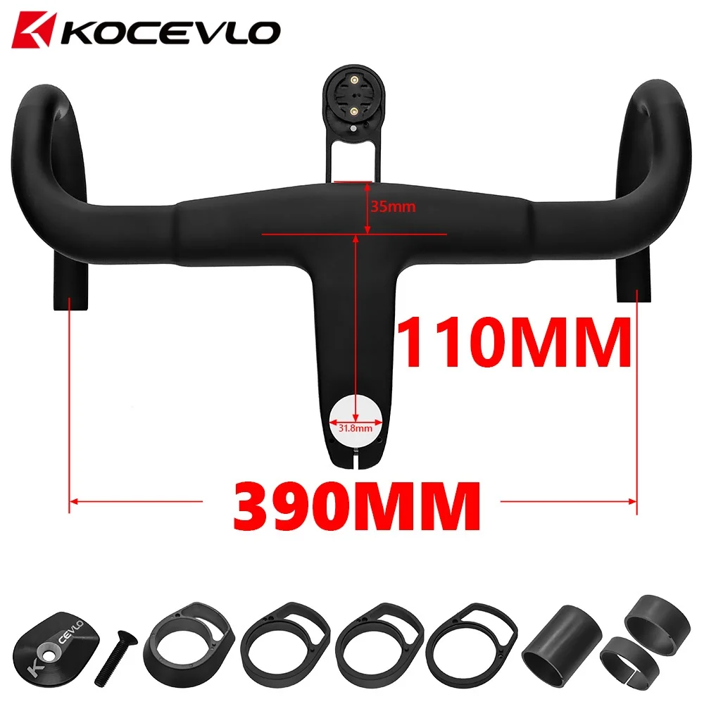KOCEVLO H11 Carbon Road Stuur Met Stuurpen 28.6/31.8mm Geïntegreerd stuur OD2 Racefiets bar 390/400/420MM