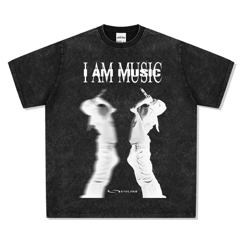 

2025 Playboi Carti Short-sleeved I AM MUSIC Opium YVL American High Street Heavyweight Hip-hop Pure Cotton T-shirt