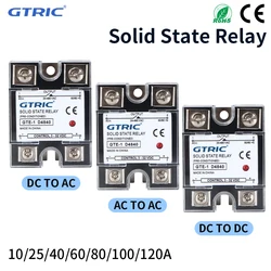 Módulo de relé de estado sólido GTRIC SSR 10A 25A 40A 50A 60A 80A 100A DC a AC AC a AC DC a DC 24-380V AC relé de Control monofásico