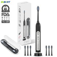 SUBORT Sonic Electric Toothbrushes Adult Smart Timer Brush 5 Mode Rechargeable Whitening Toothbrush IPX7 Waterproof 6 Brush Head