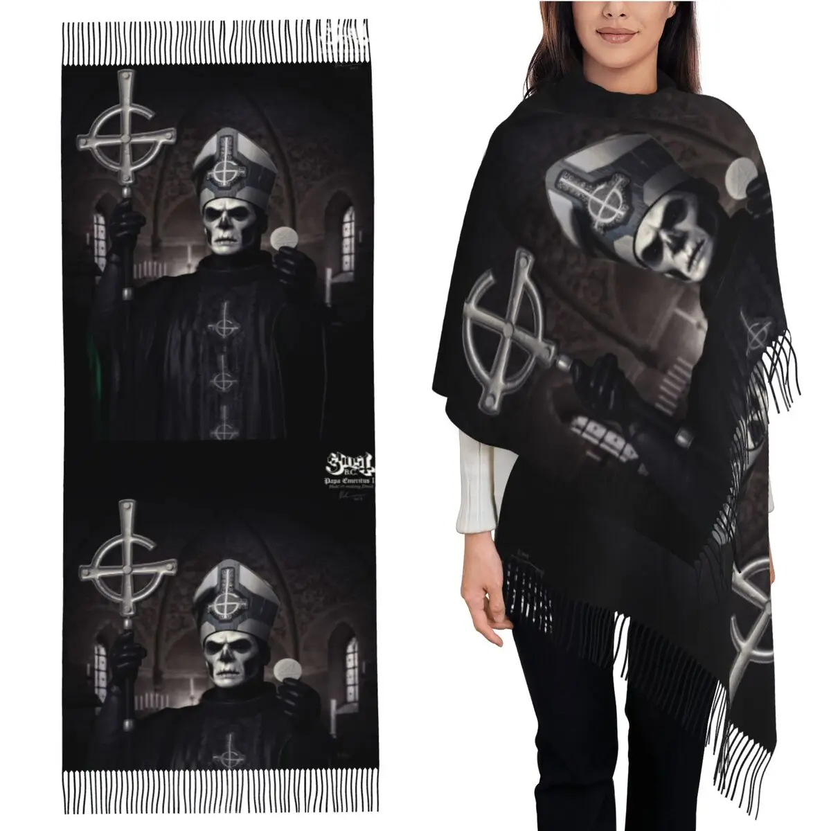 

Rock Band Ghost BC Scarf Tassel Scarves for Women Soft Warm Shawls and Wraps Large Fall Winter Shawl Wrap