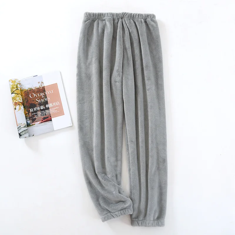 Loose Couples Winter Coral Fleece Pajamas Pant For Men And Women Long Flannel Sleepwear Pants Warm Velvet Home Wear Trousers