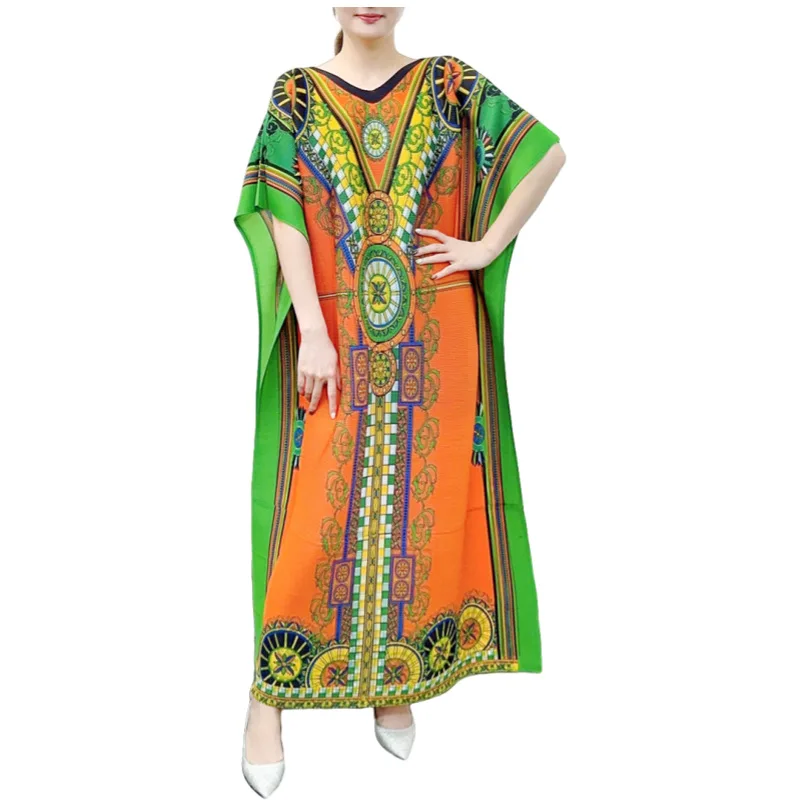 Large size dress, Middle Eastern cross-border Muslim fashion, retro loose casual temperament, pleated long skirt