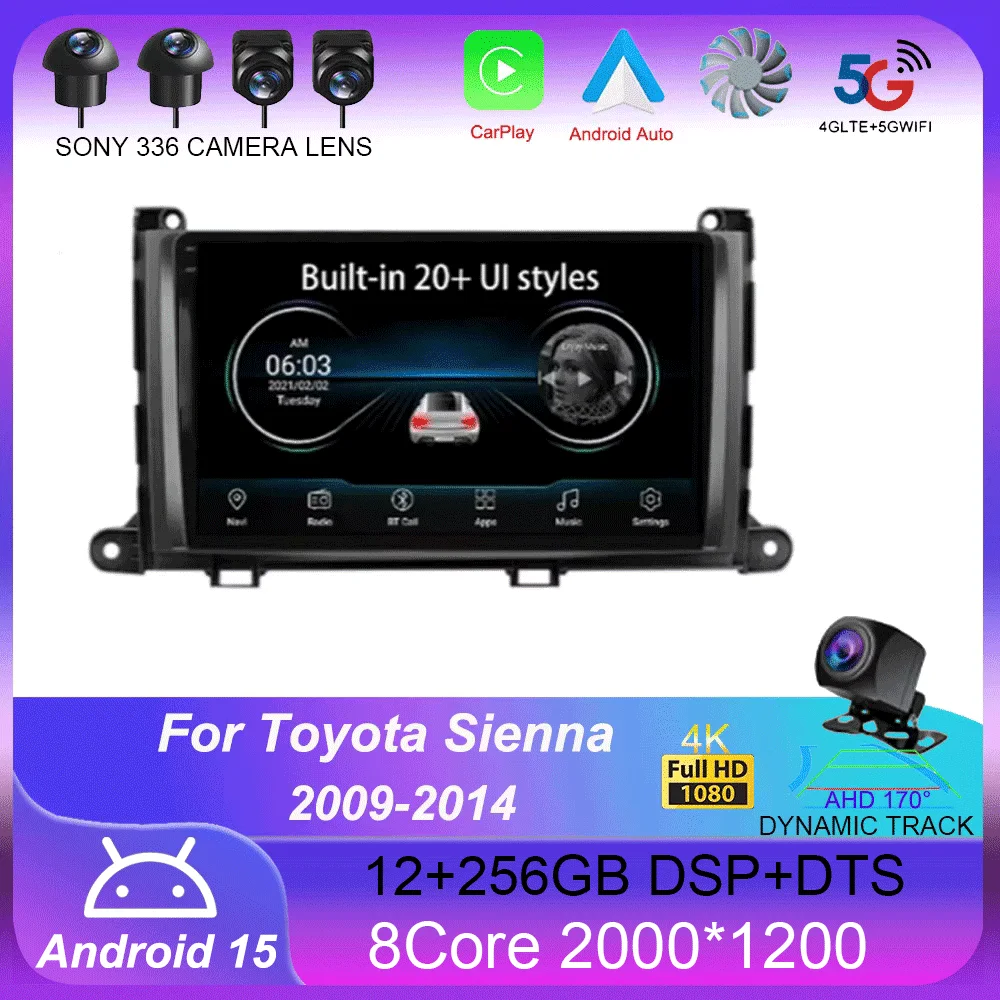 

Android 15 Carplay Auto For Toyota Sienna 2009 2010 2011 2012 2013 2014 Car Radio Gps Multimeidia Player Stereo 2 Din Head Unit