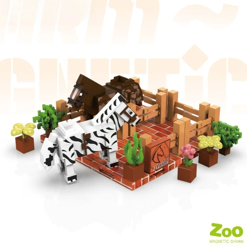 Mundo magnético série zoológico bloco de construção meninos e meninas crianças quebra-cabeça brinquedos magnéticos