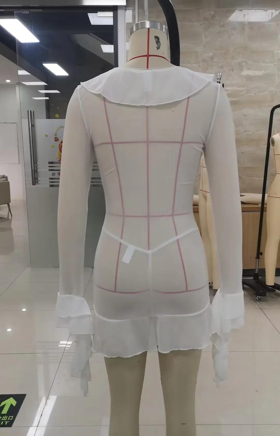 ملابس داخلية نسائية مثيرة قميص نوم بلون سادة فستان مكشكش شفاف ثوب نوم ملابس نوم زلات ملابس نوم #6