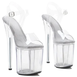 Leecabe 20CM/ 8Inch Clear PVC  Upper  Fashion High Heel Platform  Sandals Shoes Pole Dancing Shoes