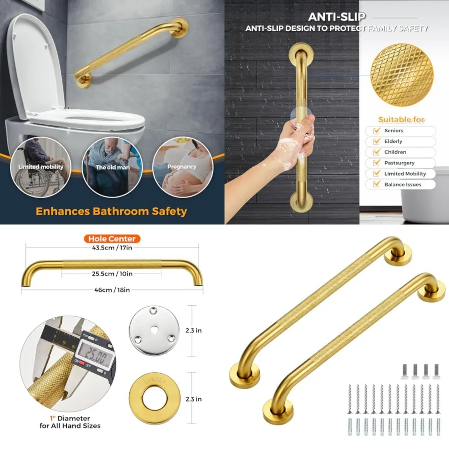 

Grab Bars for Shower, Pack Anti Slip Shower Handles for Elderly, Safety Shower Grab Bar, Staless Steel Handicap Grab Bars for B