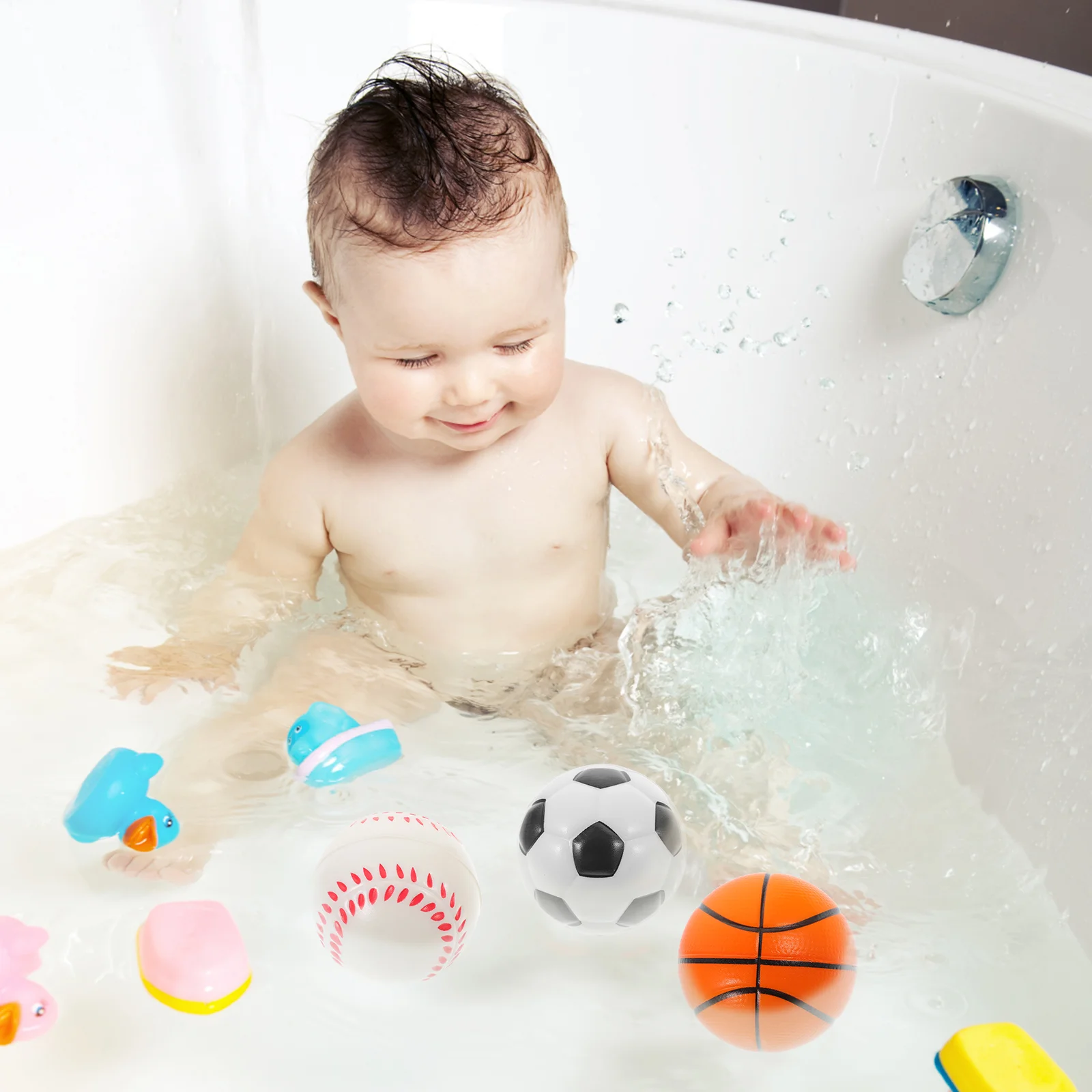 4 Pcs Bath for Toddlers 1 Floating Bath Toys Kids Bathtub Play Safe Polyurethane Baby Toys Improve Coordination Easy