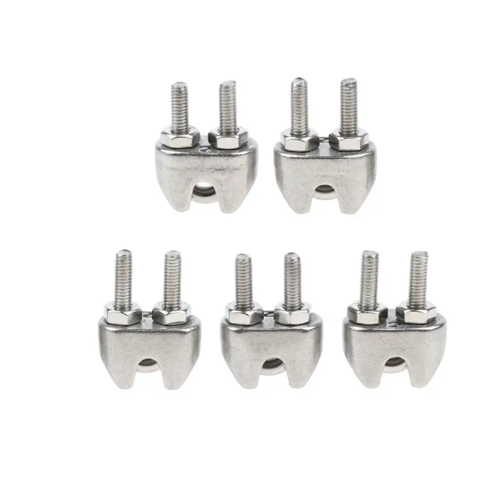 5 Pieces Stainless Steel 304 Wire Rope Cable Clamps Zinc- Wire Rope Cable Saddle Clips 2mm/3mm/4mm/5mm/6mm/8mm