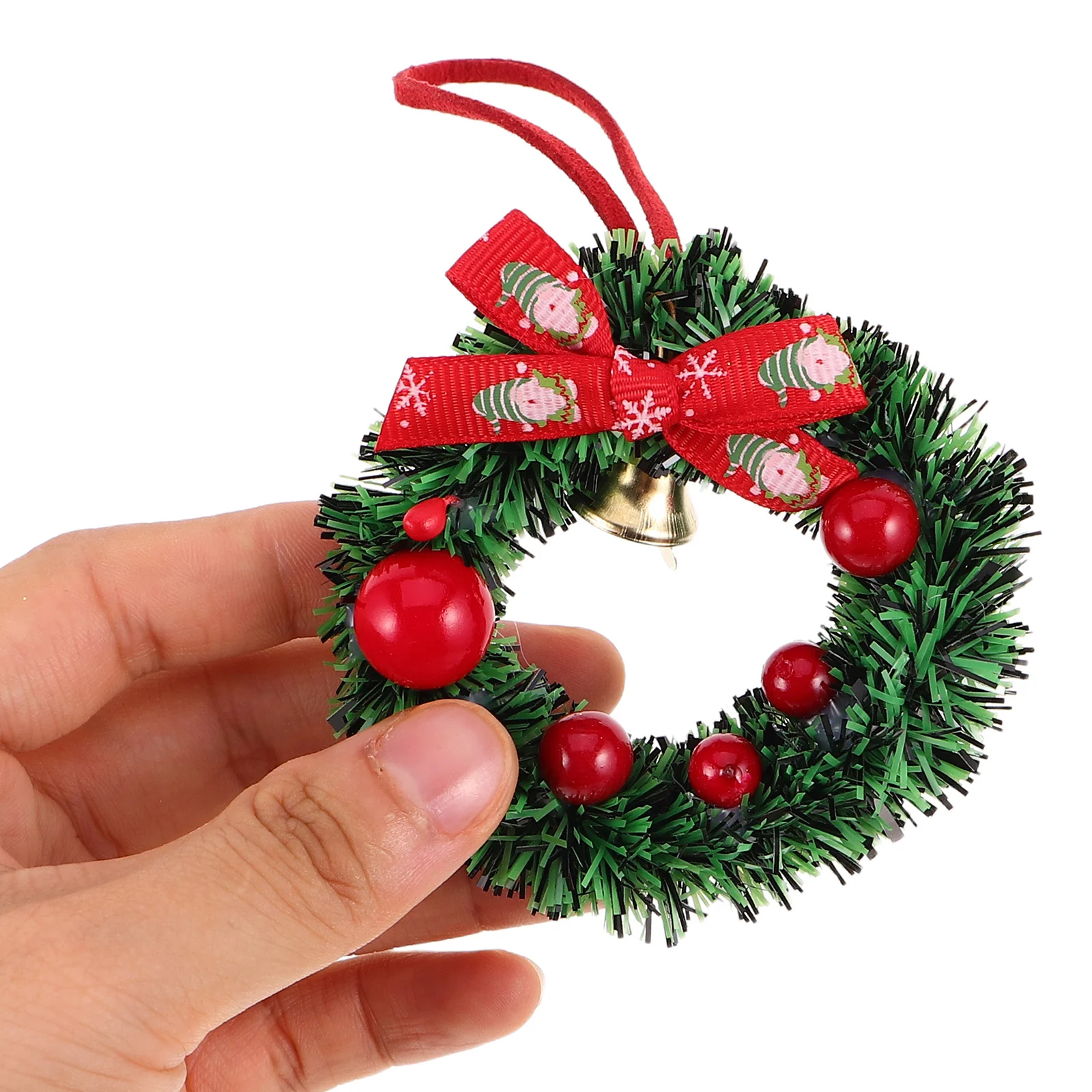

10Pcs Tiny Wreaths for Crafts Miniature Artificial Wreath with Hangers Small Festive Garland Center Bowknot Holiday Decor Indoor