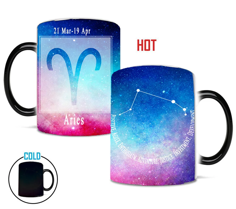 Korean version, Magic Starry Sky 12 constellation color-changing mug, thermal coffee cup, Christmas gift cup.
