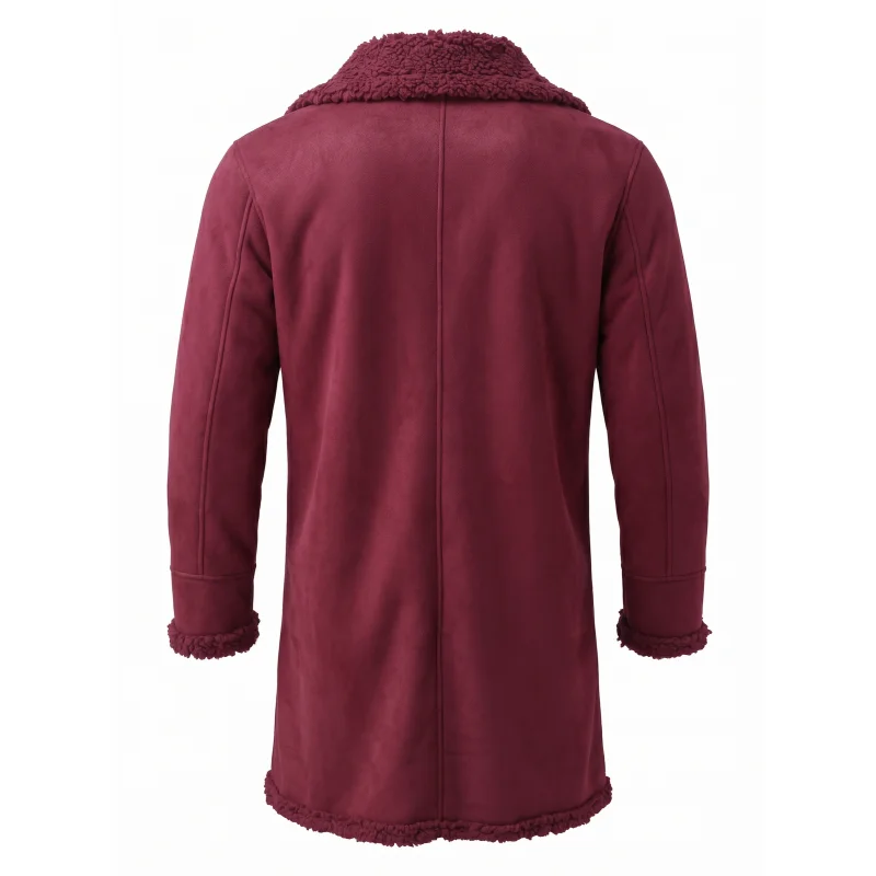 Neue Herren-Winterjacke aus Kunstwildleder & Pelzgefüttert Winddichte Doppelreihige Streetwear-Jacke Warme Jagd-Oberbekleidung Herrenjacke – Detail 7