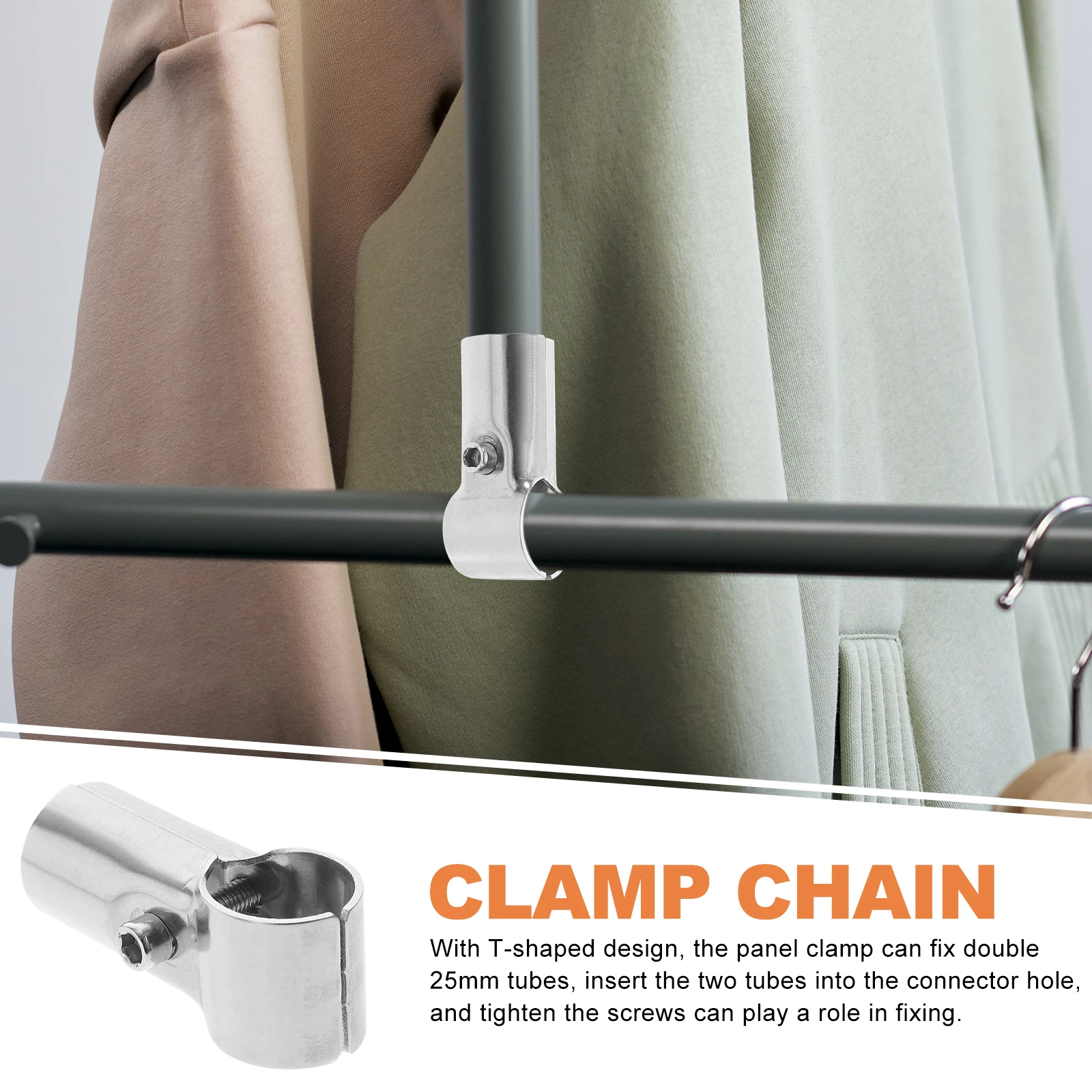 

4pcs Stainless Steel Pipe Fittings Outdoor Fence Clamps T Shape Design Panel Connectors Wear Resistant for Racks Handrails