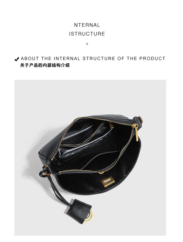Luxuriöse Damen-Schultertasche aus Spaltleder - Klassische Paris Tote-Handtasche, Einfache Umhängetasche mit Metallschnalle – Detail 3