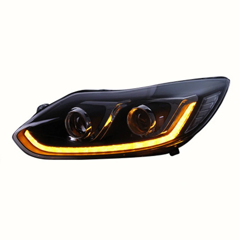 Automobile Head Lamp Assembly For Ford Focus 2012-2014 Streamer Turn Signal Indicator LED Headlight Far And Near One Xenon Lamps