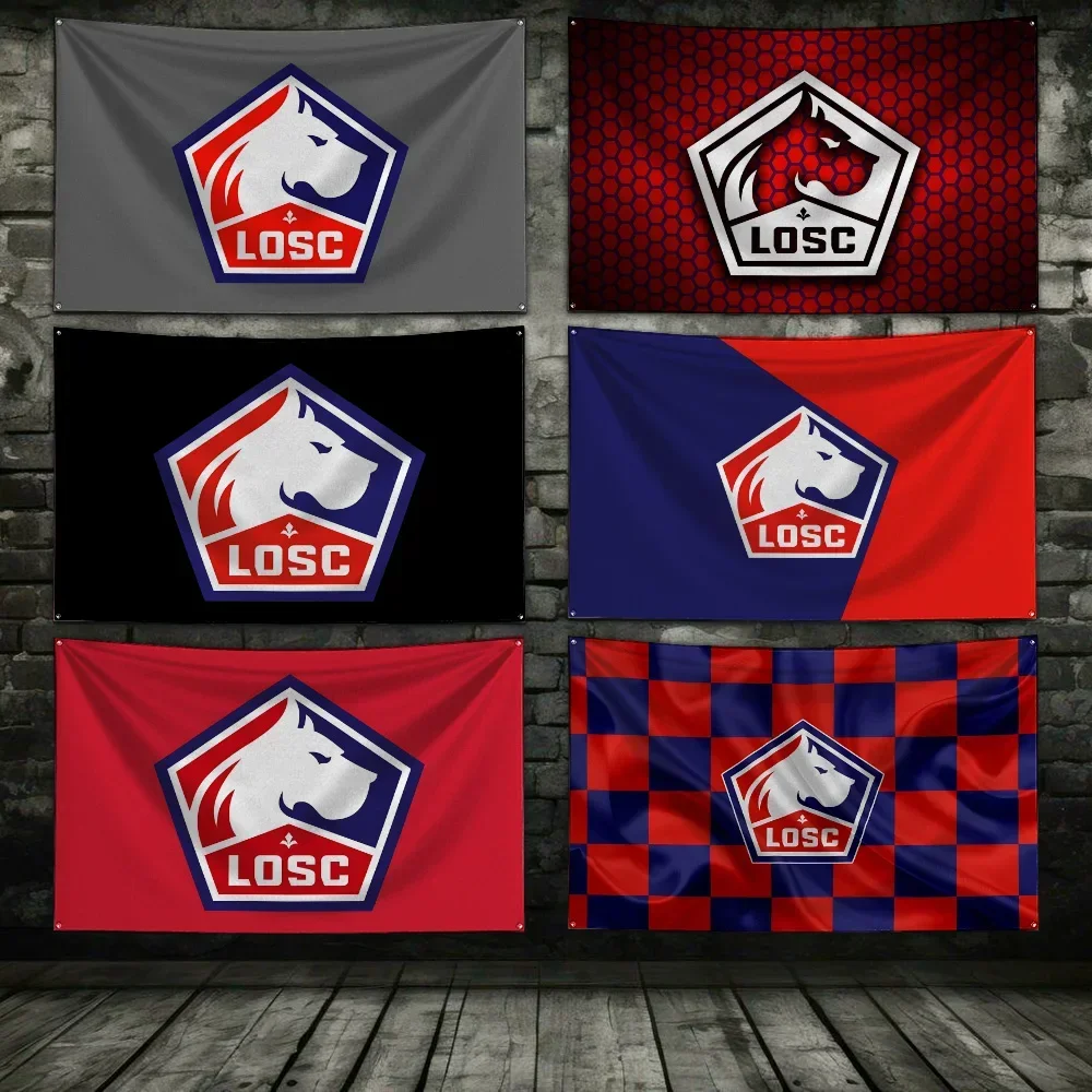 3x5 Ft LOSC Lille Flag - High Quality Polyester Football Club Flag for Garage Wall Art, Outdoor Decor, Buckle, Durable, Car Show