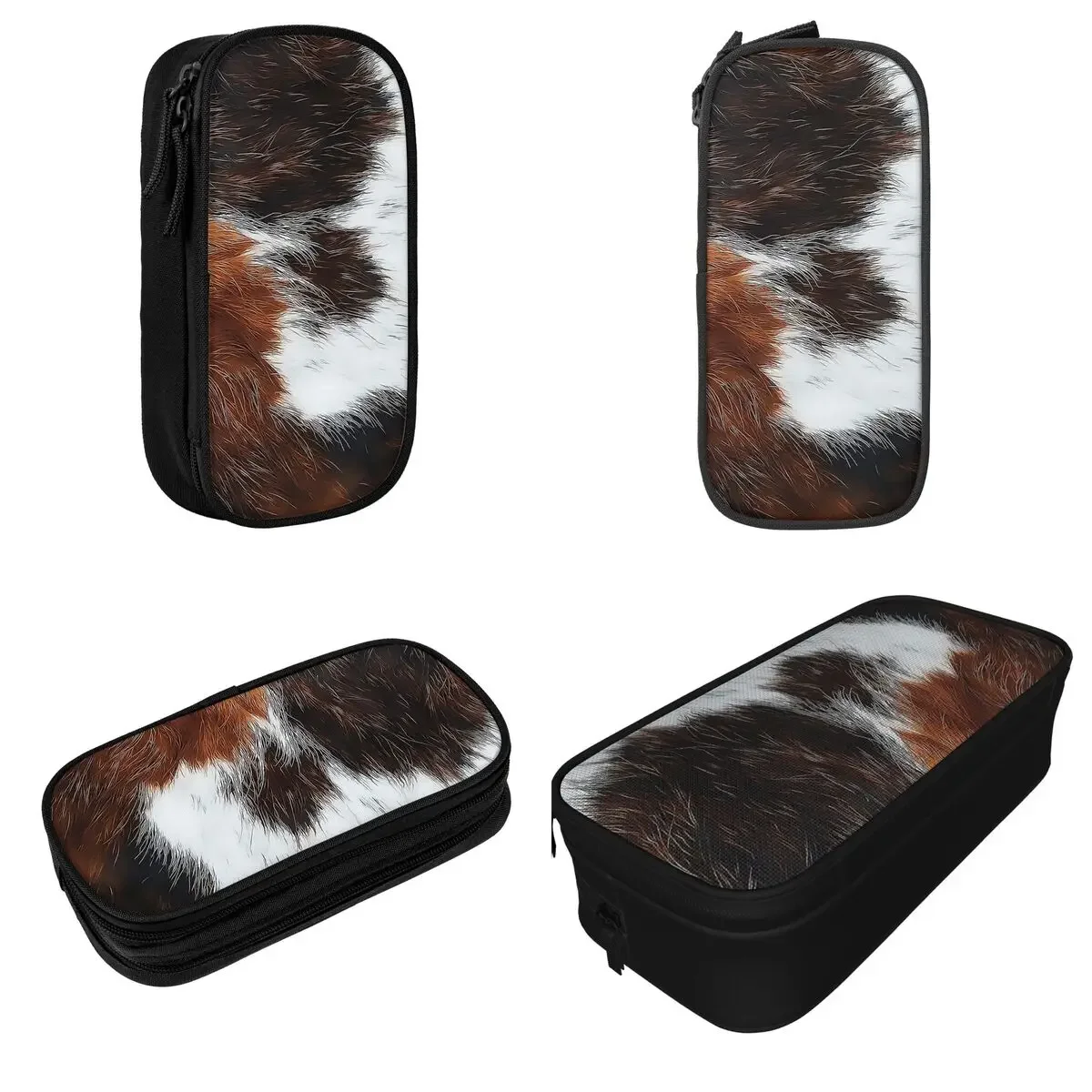 Scottish Highland Cow Cowhide Pencil Case Animal Fur Calf Pencilcases Pen Kids Big Capacity Bags Students School Gift Stationery