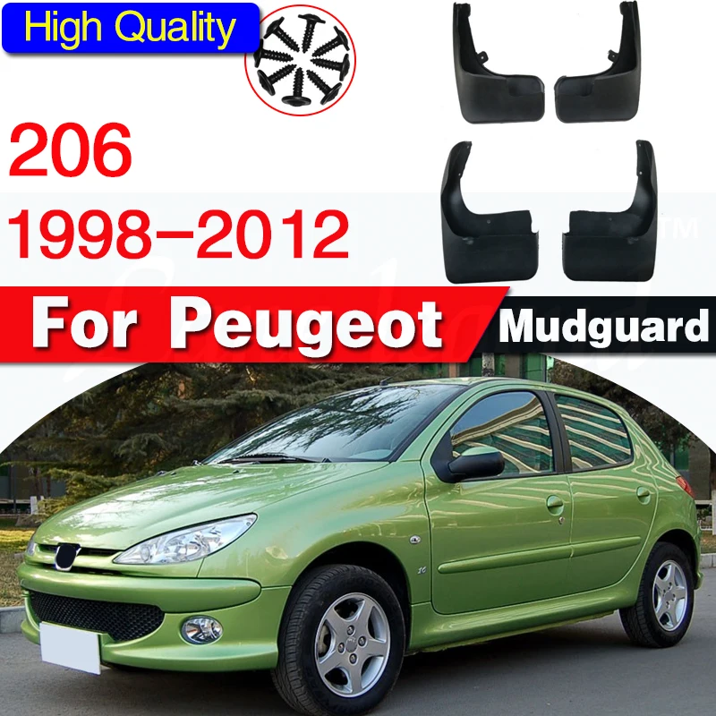 Mudflaps For Peugeot Naza 206 Bestari 1998 - 2012 Mud Flaps Splash Guards Mudguards Front Rear 1999 2000 2001 2002 2011 2010