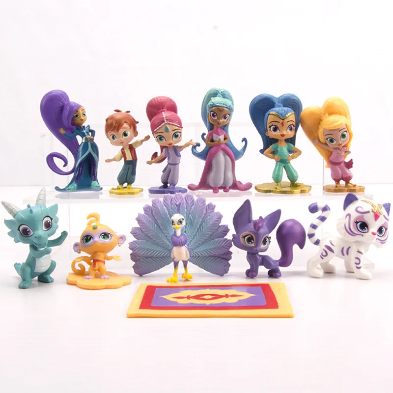 12pcs/set New princess Shimmer action figures Fashion Shine sister figures doll toy set gifts for girls