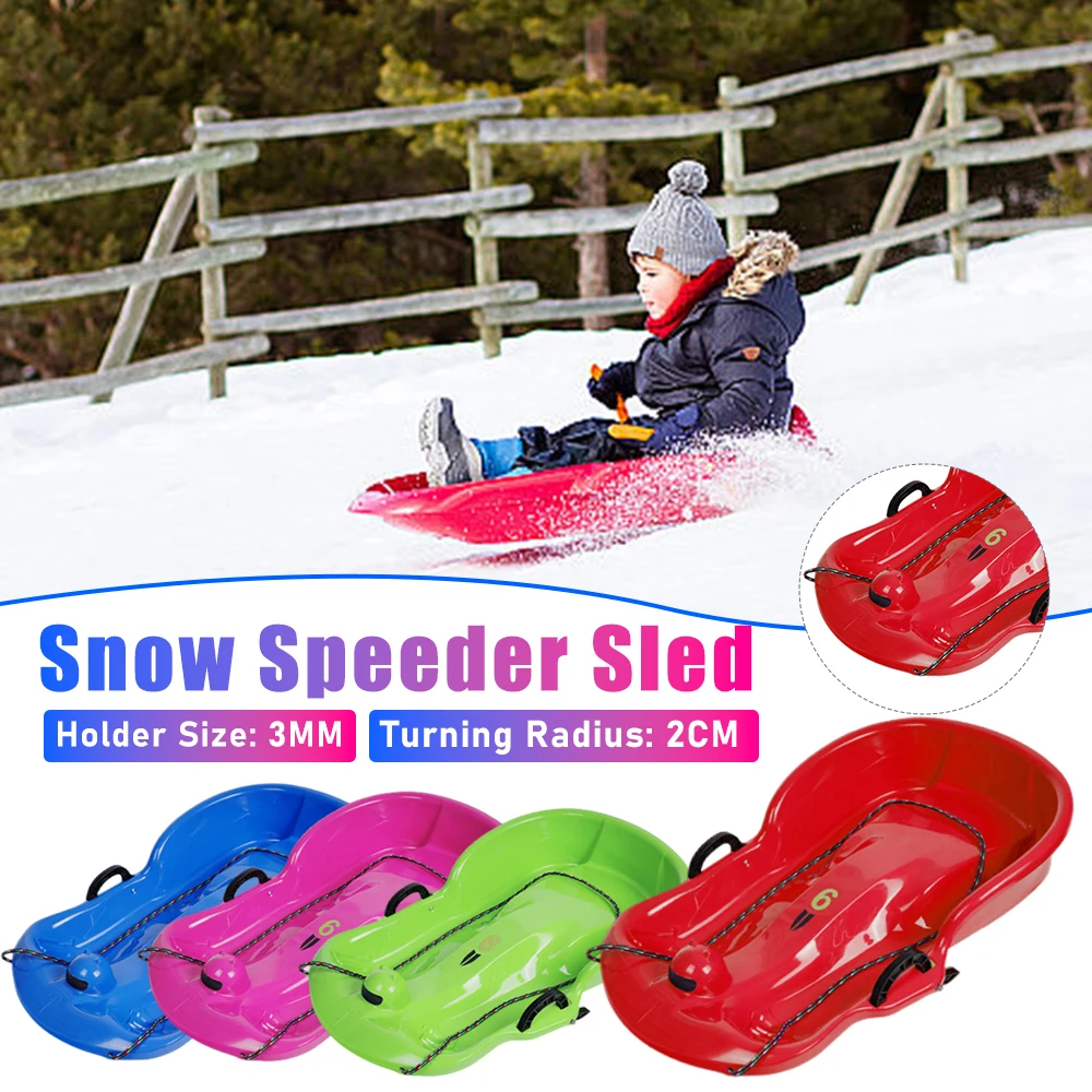 Winter Snow Speeder Sled With Pull Ropes Durable Skiing Sled For Kid Downhill Sprinter Toboggan Snow Sled For Winter Sport New