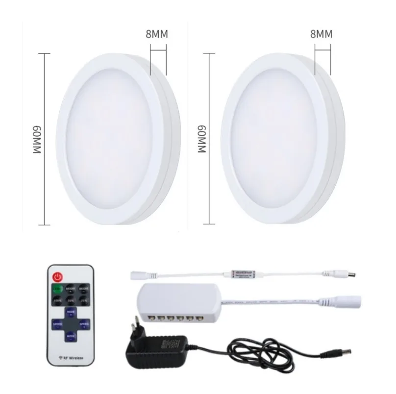 3/4/6/8/10 Pcs Under Cabinet Lights 2.5W DC12V Remote Control Dimmable Led Puck Light wardrobe Closet Kitchen night Lights