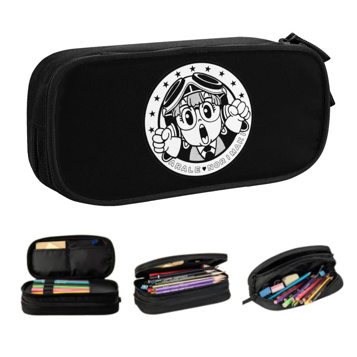 

Custom Robot Arale Norimaki Pencil Cases for Boys Gilrs Large Storage Japan Manga Dr Slump Pen Bag Box School Supplies