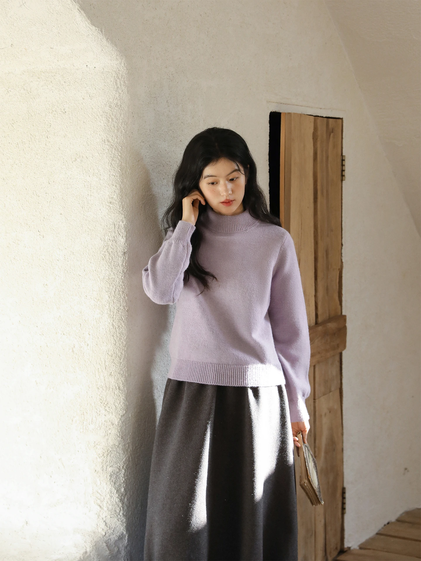 

Женский вязаный пуловер с высоким воротником Nesoulum, винтажный однотонный базовый топ с длинными рукавами для зимы