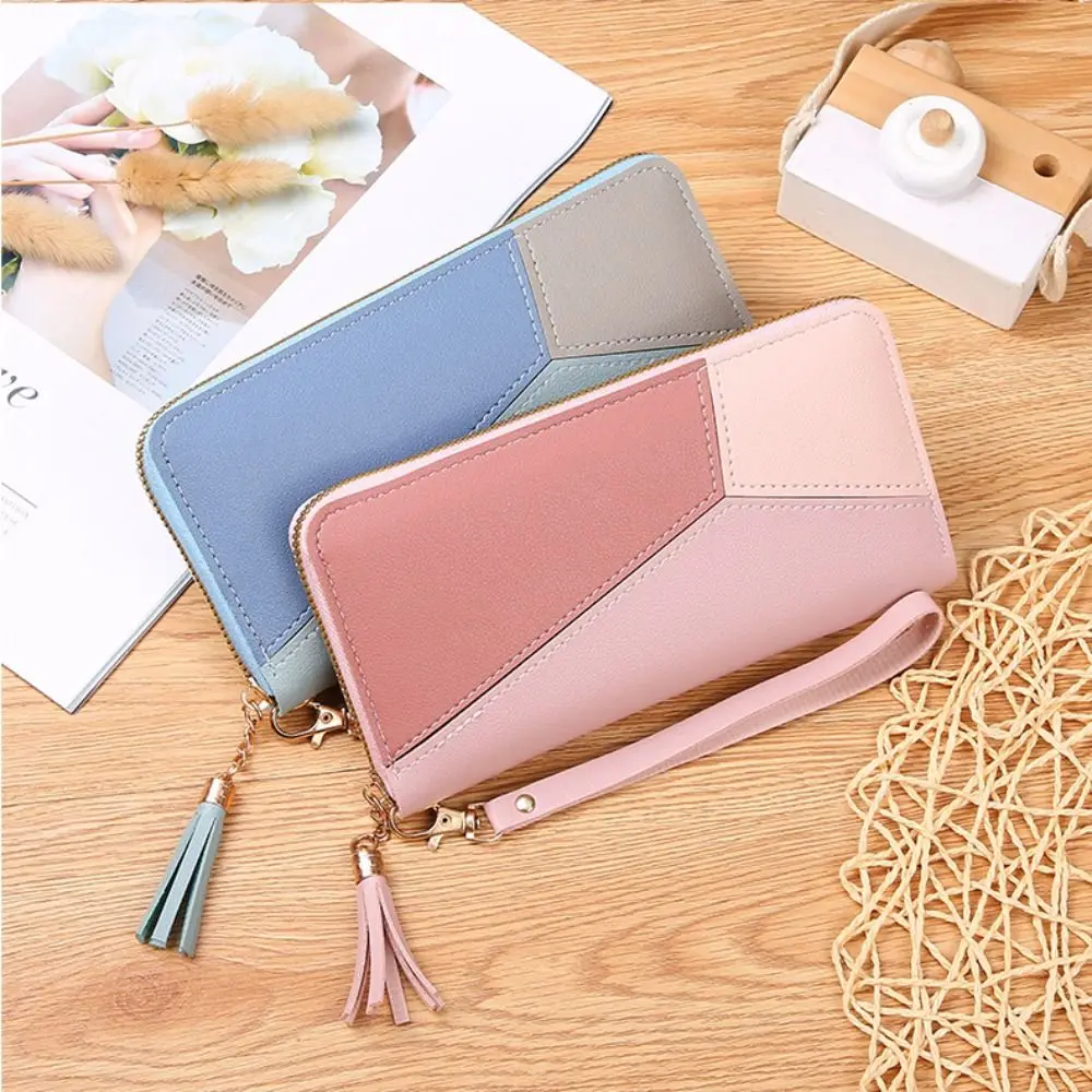 Portfele damskie z ekoskóry z zamkiem błyskawicznym, duża pojemność, wiele przegródek na karty, długie portmonetki, odporne na zużycie, lekkie etui na karty, do użytku na zewnątrz.