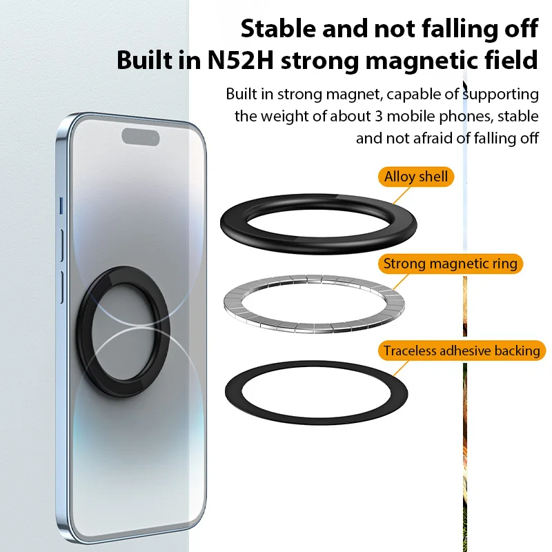 Magnetyczny uchwyt pierścieniowy do iPhone 16 15 14 13 12 Magnetyczny uchwyt ścienny na telefon komórkowy Magnetyczny uchwyt samochodowy Magsafe Uniwersalny