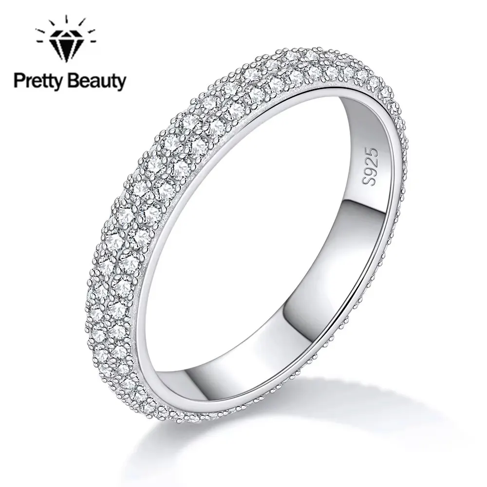 

Pretty Beauty 2mm Eternity Moissanite Wedding Band for Women S925 Sterling Sliver for Women White Gold Plated Fine Jewelry Gifts