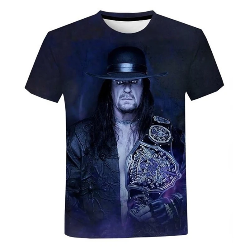The Undertaker ثلاثية الأبعاد تي شيرت مطبوع الرجال النساء الصيف موضة عادية المصارعة القتال تي شيرت Harajuku الشارع الشهير #5