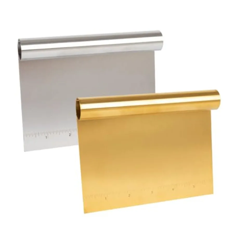 2 Pack Stainless Steel Dough Scraper with Measuring Scale, Bench Scraper and Cutter, Multipurpose Pizza/Pastry/Cake/Pastry/Brea