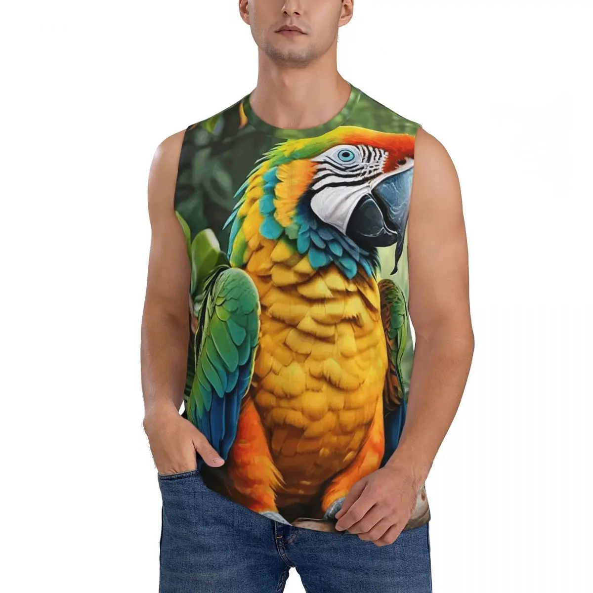 Cute Macaw Parrots Men Sleeveless Tank Tops Quick Dry Breathable Gym Fitness Running Summer Casual Sport Vest